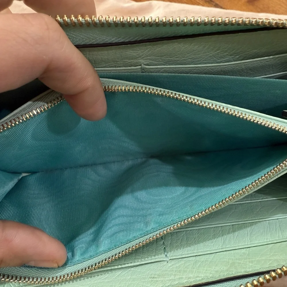 Gucci Ostrich Long Mint Green Wallet